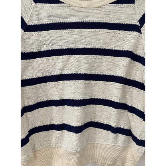 Women's Small Striped Sweater Altar'd State Navy Blue Cream Fall Oversize - Picture 4 of 6